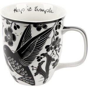 16 oz Black and White Boho Mug Hummingbird - Cute Coffee and Tea Mug - Ceramic